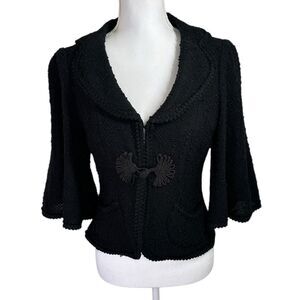 Nanette Lepore Crop Black Shrug with Bell Sleeves Size M